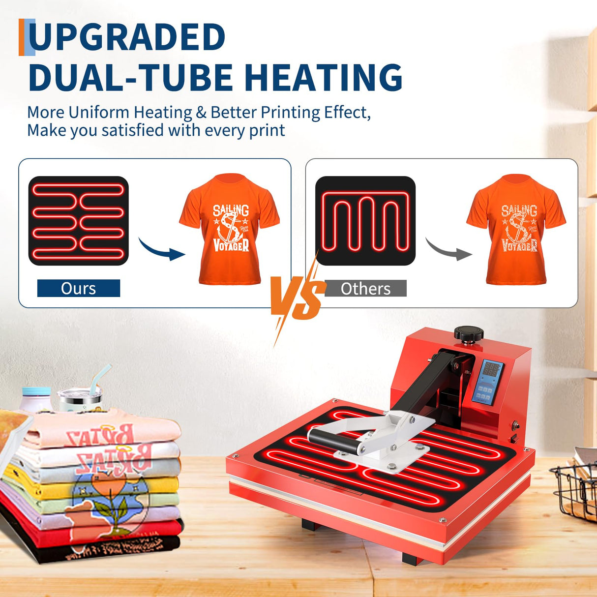 Heat Press 16"x20", Heat Press Machine, Even Heating Technology, Large Operating Panel, Industrial Digital Heat Transfer Machine Sublimation for T-Shirts, Clothes, Canvas Bags, Red GarveeTech