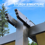 BPS 12' x 20' Outdoor Pergola with Retractable Shade Canopy, Dark Gray Matte Aluminum Frame, 2 Pieces Roller Shade Curtain, Grape Trellis Pergola for Patio Backyard and Deck - Khaki BPS