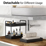 SOLEJAZZ Rolling Storage Cart, 3 Tier Utility Cart Mobile Slide Out Organizer, Bathroom Standing Rack Shelving Unit Organizer for Kitchen, Bathroom, Laundry Room, Black SOLEJAZZ