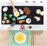 Hibachi Grill Wooden Kids Playset w/ Stools, Table Settings and Over 25 Toy Food Pieces - Noodles, Tongs, Meats, Veggies - Everything Your Little Chef Needs for Pretend Play Indoor Japanese Restaurant Svan