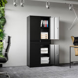 BYNSOE Metal Storage Cabinet with Locking Metal Garage Cabinet with Adjustable Shelves Tool Storage Cabinet with 1drawer Steel Locker Cabinet for Home Garage (Black-71 0 Caster) BYNSOE