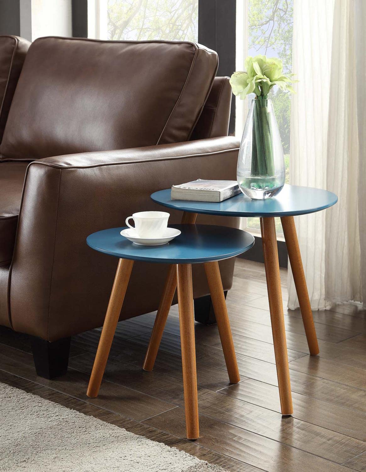 Convenience Concepts Oslo Nesting End Tables, Blue / Natural Convenience Concepts
