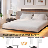LAKKURI Floating Bed Frame King with Led Lights, King Size Floating Bed Frame,Type-C and Charging Station, No Box Spring Needed, Noise-Free, Easy Assembly LAKKURI