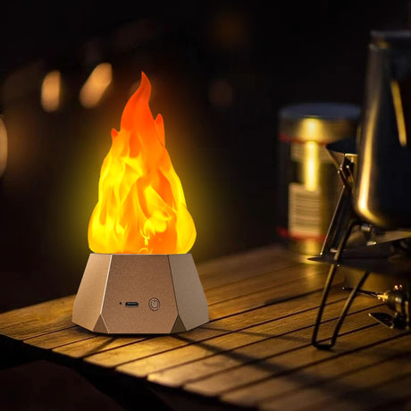 Ollcuz Fake Fire Lamp, USB Rechargeable Flameless Candles with Flickering Flame, 3-Mode LED Flame Light for Outdoor Camping Holiday Halloween Christmas Thanksgiving Table Yard Decorations Ollcuz