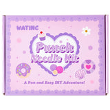 WATINC Punch Needle Coaster Kits - 23Pcs Easy Art Work Decor Craft Supply for Beginners, DIY Set of 6 Unique Pattern Tufted Pads with Adhesive Felt Yarns Tools Instruction Customized Boxes (Purple) WATINC