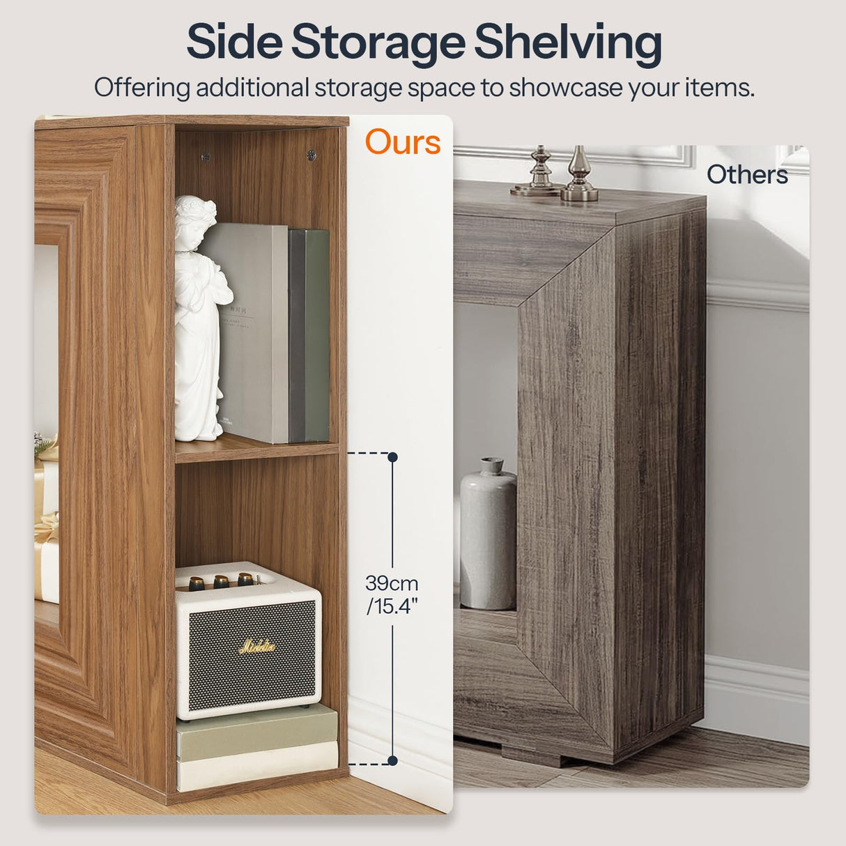 HOOBRO Farmhouse Console Table, 43.3 Inches Entryway Table, Sofa Table, Behind Couch Table with Side Storage Shelving, Hallway Accent Table for Entrance, Living Room, Bedroom, Foyer, Walnut WL87XG01 HOOBRO