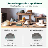 ITEFDTUTNE Hat Heat Press Machine for Caps Inclusive 2pcs Interchangeable Platens (6.7"x3.8", 6.7"x2.5"), Cap Heat Press for Hats Rigid Steel Frame No Stick Digital LCD Timer and Temperature Control ITEFDTUTNE