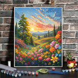 ldazao Landscape Adult Paint by Number Kits, Paint by Numbers Flowers,Flower Paint by Numbers Kit for Adults, DIY Canvas Oil Painting Paint by Number for Gift Home Wall Decor 16x20 Inch ldazao