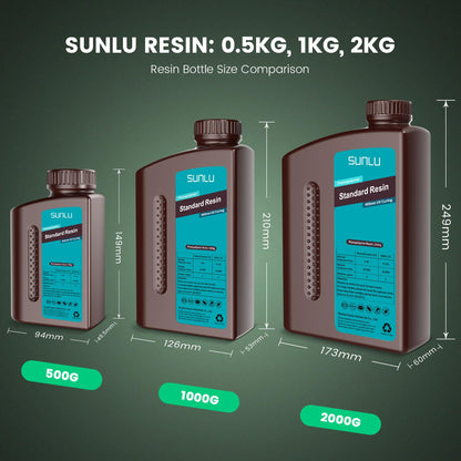 SUNLU 3D Printer Resin 2kg, Fast Curing Standard 3D Resin for Most Resin 3D Printers, 395 to 405nm UV Curing 3D Printing Liquid Photopolymer Resin, Low Shrinkage and High Precision, 2000g, Clear