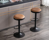 EALSON Modern Swivel Bar Stool Adjustable Counter Height Backless Barstools with Metal Base Leather Upholstered Round Bar Stool Chairs for Kitchen Island/Pub/Breakfast Bar, Brown 1PC EALSON