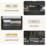 Seang Electric Standing Desk with 2 Drawers, Adjustable Standing Desk with Storage Shelf, Height Adjustable Stand up Desk for Home Office with 3 Presets & 2 Hooks,48 Inch, Black Seang