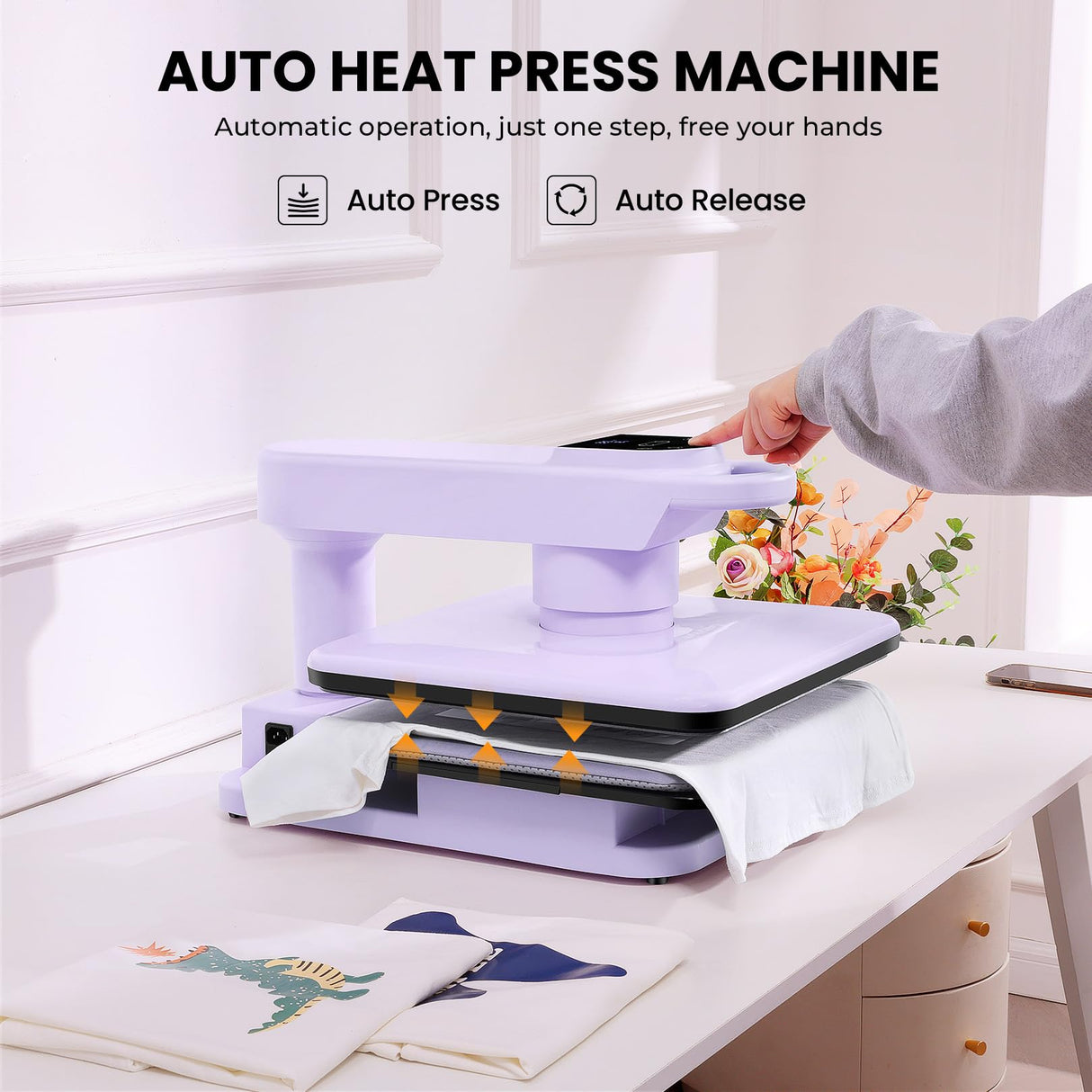 Whubefy Swivel Auto Heat Press Machine 15x15, 360° Swing Away Smart T-Shirt Printing W/Auto Release & Auto-Off, Adjustable Pressure & Higher Heating Height for HTV, Sublimation, Heat Transfer Projects Whubefy