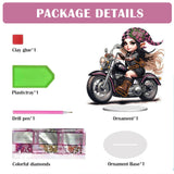 POETRYDRAW DIY Diamond Art Ornament Desktop Kit Motorcycle Girl, Stand Up Acrylic Diamonds Painting Ornament for Adults, 5D Special Diamond Gem Craft Tabletop Placement Board Kit POETRYDRAW