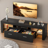 LED TV Stand for Up to 70-inch TV, Modern TV Console Table with Entertainment Center for Bedroom, Living Room(Black, 63 inch) HOUAGI