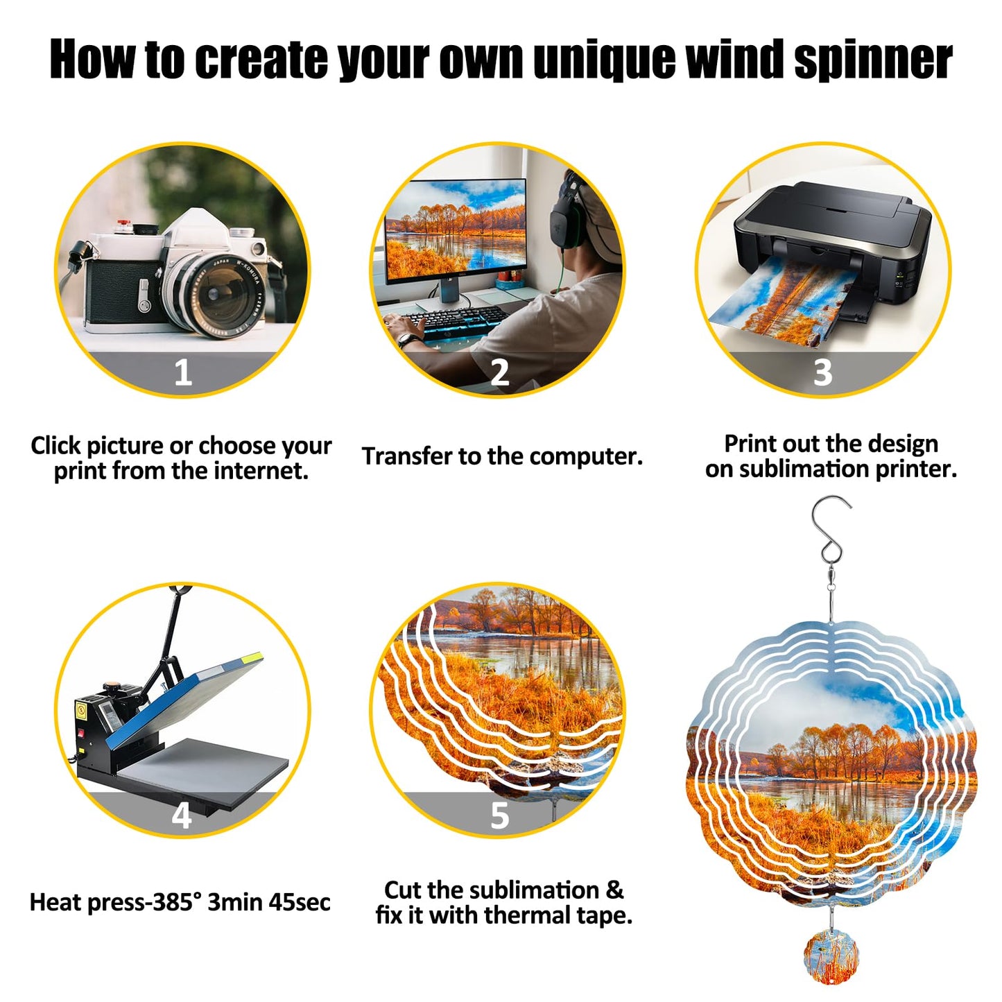 Mmucco 10 Pack Sublimation Wind Spinner Blanks 10 Inch,3D Aluminum Wind Spinners Sublimation Blank DIY Crafts Ornaments for Indoor Outdoor Garden Yard