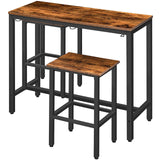HOOBRO Rustic Brown Bar Table Set with Stools - Space-Saving Pub Dining Solution HOOBRO