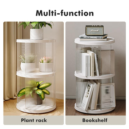 Zream 2 Tier Rotating Bookshelf, Revolving Bookcase 360 Display Spinning Bookshelf Tower, Small Corner Bookshelf for Small Space, Narrow Book Shelf Organizer for Playroom, Bedroom, Living Room