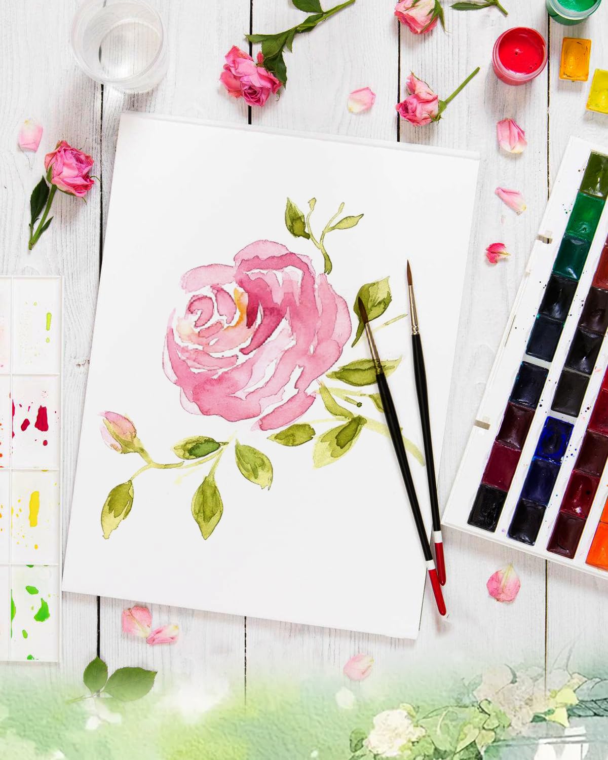 Lazydrop Watercolor Paper 9x12 in 70 Sheets 250GSM White Cold Press Textured Painting Paper for Kids Students Artist Thick Gouache Blank Lazydrop