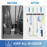 ZONGOOL 2 Pack Broom Holder Wall Mount, 4 Racks and 5 Hooks Mop Hanger Wall Mount Broom Organizer Stainless Steel Heavy Duty Garage Tool Racks for Home Kitchen Garden Laundry (Black) ZONGOOL