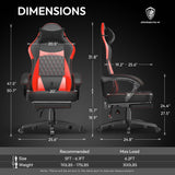 Dowinx Gaming Chair with Pocket Spring Cushion, Ergonomic Computer Chair with Massage Lumbar and Footrest for Adults, High Back Game Chair Leather for Office Gaming 300LBS, Red New Dowinx