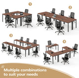 ANJ 14ft Conference Table,Office Computer Desk for Meeting Room,Sturdy Large Rectangle Meeting Seminar Table for 16 People Rustic Vintage 6PCS 165.3"x47.2"x29.5",Walnut ANJ