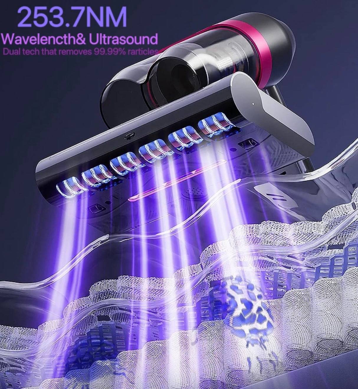 Bed Vacuum Cleaner, Mattress Vacuum Cleaner with UV & Ultrasonic, 15KPa Suction Handheld Bed Vacuum with High-Heating Technology, Deep Cleans Beds, Pillows, Sofas, Pet Hair, 500W Generic