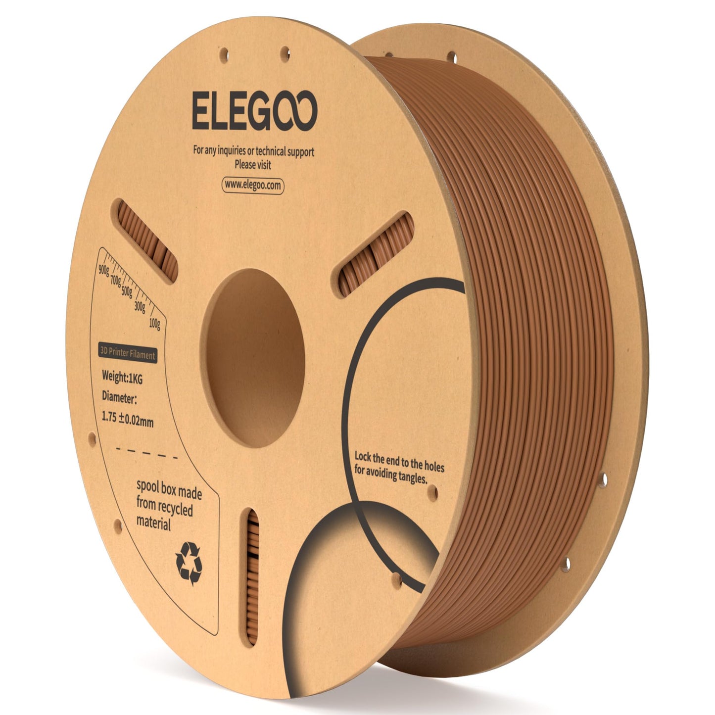 ELEGOO PLA Filament 1.75mm Brown 1KG, 3D Printer Filament Dimensional Accuracy +/- 0.02mm, 1kg Cardboard Spool(2.2lbs) 3D Printing Filament Fits for Most FDM 3D Printers - WoodArtSupply