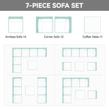 YITAHOME 7 Pieces Outdoor Patio Furniture Set, Sectional Sofa PE Rattan Wicker Conversation Set Outside Couch w/Table and Cushions for Porch Lawn Garden Backyard, Black YITAHOME