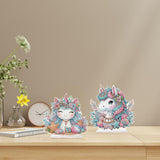 MVVMTOP 2 Pcs Diamond Painting Art Tabletop Decoration, Diamond Art DIY Unicorn 5D Special Shape Crystal Mosaic Handicraft for Adult Beginners, Home Office Tabletop Decor Gift MVVMTOP