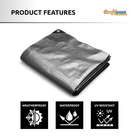 COMFITWEAR Super Heavy Duty Tarp Cover Reinforced Grommet Multi-Purpose Pool Cover Boat Tarp Camping Tarp UV Resistant Waterproof Tarpaulin Canopy Tent Waterproof Tarp Cover (Silver-Black, 20' X 40') COMFITWEAR