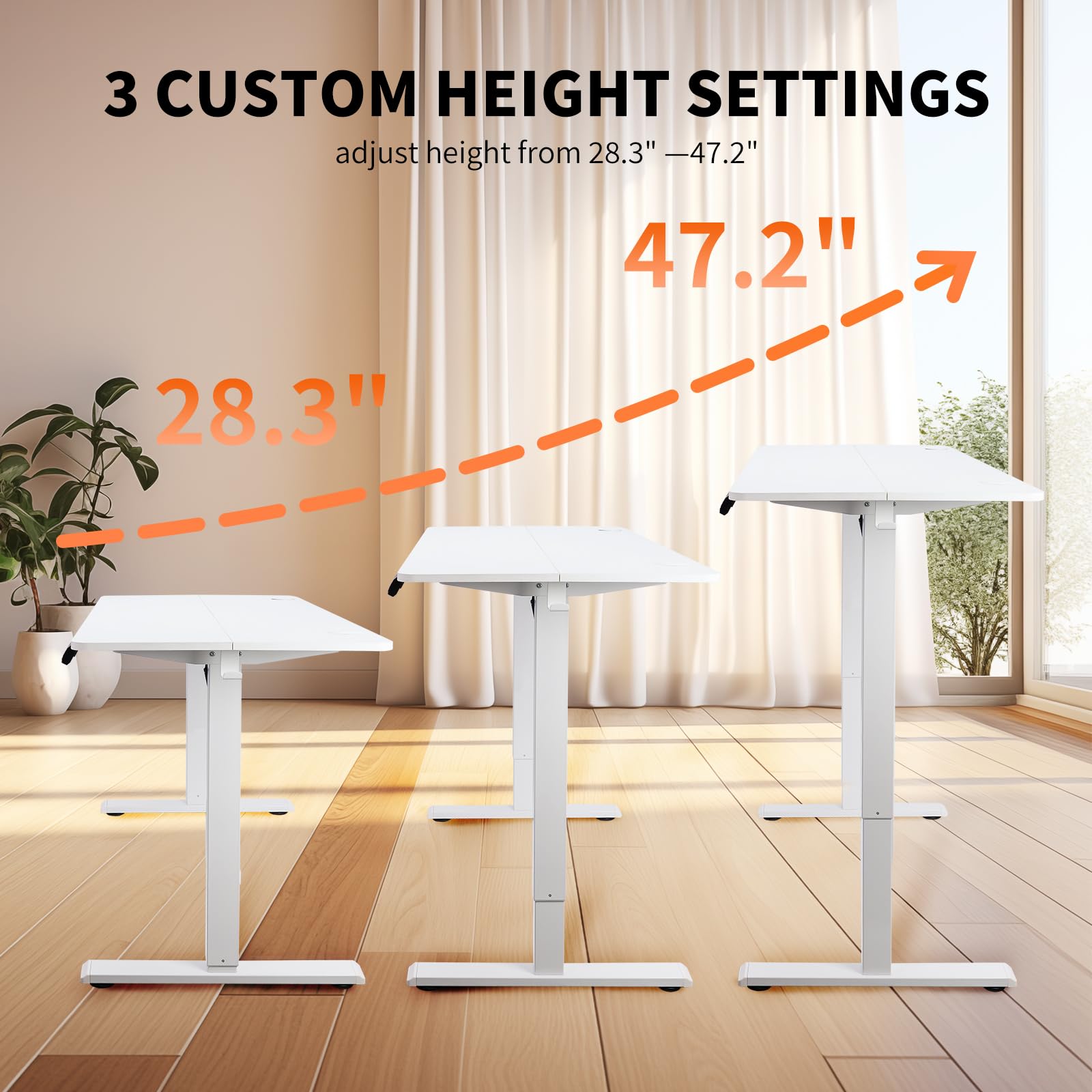 CROWNFURN Electric Standing Desk Frame Workstation,Height Adjustable Table Legs, Stand Up Computer Desk Legs for Home Office,White Frame Only - WoodArtSupply