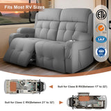 RV Loveseat Recliner Sofa, Oversized Massage Wall Hugger Recliner Couch with Side Pockets, Cup Holders, Reclining Sleeper, 150° Adjustable Recline & Padded Armrests, for RV (Light Gray, Loveseat) Tiooii