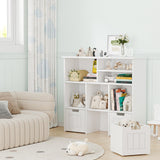 Kids Bookcase Toy Storage Organizer Toy Chest with 3 Movable Drawers & Hidden Wheels Toy Storage Cabinet for Bedroom, Playroom, Nursery, White MilleLoom