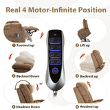 SINCRUMI 4-Motor Power Lift Chairs for Elderly with Heat & Massage, Infinite Position Adjustable Headrest, Lumbar and Footrest, Wide Seat Lay Flat Recliner with Hidden Cup Holders, Brown SINCRUMI