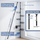 Shower Caddy Organizer Tension Pole, Rustproof 6-Pack Corner Shelf with 30-120 Inch Adjustable Shower Rack for Inside Shower, Extra Towel Bar & Soap Dish for Bathroom Organizers and Storage, Black Vatex
