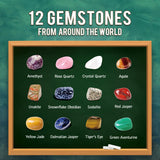 Byncceh Gemstone Dig Kit - Dig up 12 Real Gems, Mineral & Rock Collection Gemstones and Crystals Excavation Kit for Kids STEM Toys Science Educational Birthday Gifts for Boys & Girls Byncceh