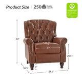 HULALA HOME Genuine Leather Recliner Chair Set of 2 w/Solid Wood Feet, Modern Adjustable Tufted Push Back Arm Chair w/Rivet Decoration, Home Theater Seating Reclining Sofa for Living Room, Brown HULALA HOME