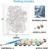 Eiazuiks Christmas Paint by Number for Adults. Snowman and Christmas Tree Paint by Numbers for Adults Beginner Drawing Paintwork with 3 Paintbrushes Paint Canvas Oil Painting 16” x 20” Eiazuiks