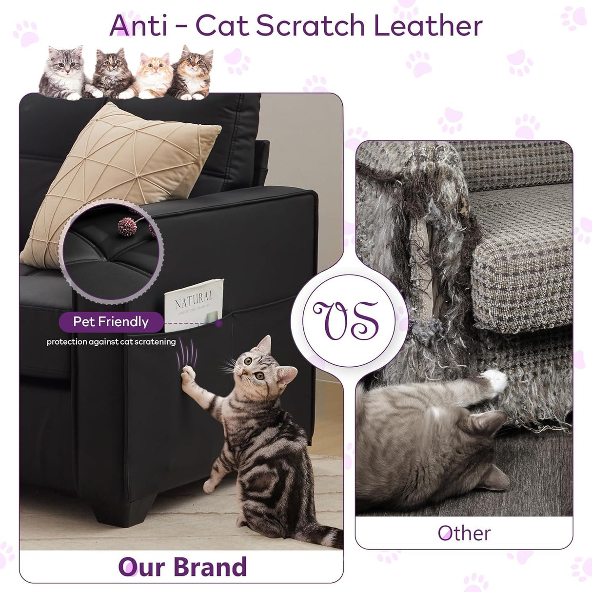 TYBOATLE 88" W Black Faux Leather Sofa Couch L Shaped Sectional Couches for Living Room, Comfy Modular Convertible Sofas w/USB, Home Office Sofa Set with Chaise for Bedroom Small Space TYBOATLE