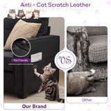 TYBOATLE 88" W Black Faux Leather Sofa Couch L Shaped Sectional Couches for Living Room, Comfy Modular Convertible Sofas w/USB, Home Office Sofa Set with Chaise for Bedroom Small Space TYBOATLE