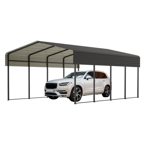 LZbeiteM Car Port, 13x20 FT Metal Carport, Heavy Duty Carport Canopy, Metal Garage Car Tent, Outdoor Car Shelter Shade with Galvanized Steel Roof, Frame, for Car, Truck, Pickup, SUV, Tractor, and Boat LZBEITEM