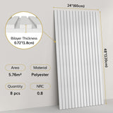 TONOR 8-Pack Bilayer Acoustic Panels Large Self-adhesive, 48” * 24” * 0.72” Adhesive Wall Panel, Large Soundproof Tiles for Echo Absorbtion, Acoustical Barrier of Polyester Fiber, White TONOR