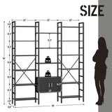 astimey 70x78 “ Triple 6 Tier Book Shelf, Industrial Large Bookcase with Storage Cabinet, Tall Bookshelf with 16 Open Display Shelves Metal Frame Furniture for Living Room Bedroom Home Office Black astimey