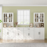 VOWNER 95" TV Stand for TVs up to 75", 4-Piece TV Hutch with Cabinets, Entertainment Center with Bookshelves, Modular TV Console for Living Room, 2A+2F (White) VOWNER