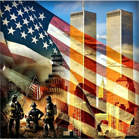 CXYQLC DIY 5D Diamond Painting Kits for Adults, Diamond Painting Full Drill Crystal Rhinestone Embroidery Craft Kits for Home Wall Decor Gifts 11.8x11.8inch(USA Flag and Firefighters Tribute) CXYQLC