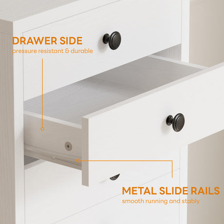 LIKIMIO Tall Dresser, Small Dressers with 8 Storage Drawers, Chest of Drawers for Organizing, Tall Narrow Dresser for Bedroom, White LIKIMIO