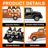 DULEFUN Halloween Fall Wooden Table Sign Decorations Double-sided Halloween and Thanksgiving Gnome Truck Sign Tabletop Ornaments for Autumn Harvest Party Home Farmhouse Decorations Supplies DULEFUN