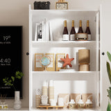 TUSY 4-Piece Large TV Stand with Bookshelves for TVs up to 75", TV Entertainment Center Media Center with Tempered Glass Doors and Shelves, TV Hutch for Living Room White (2B+2D) TUSY