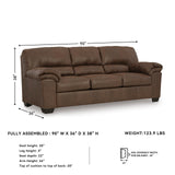 Signature Design by Ashley Bladen Faux Leather Sofa, Brown Signature Design by Ashley