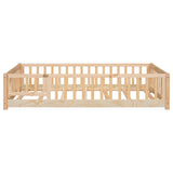 Bellemave Natural Twin Size Montessori Floor Bed with Door, Fence, and Removable Slats for Kids Bellemave